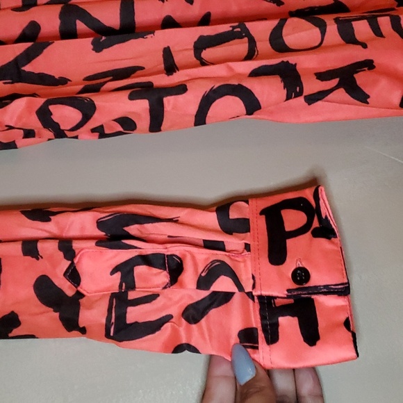 Letters Women's Button Down Shirt - Picture 2 of 4